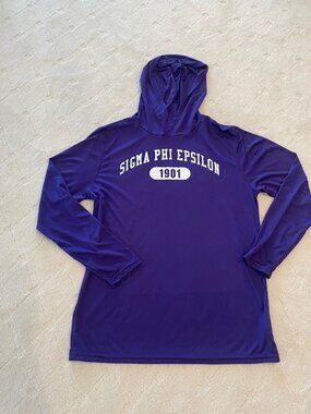 SIGMA PHI EPSILON 1901 Long Sleeve Hooded Purple Holloway Performance Top LARGE